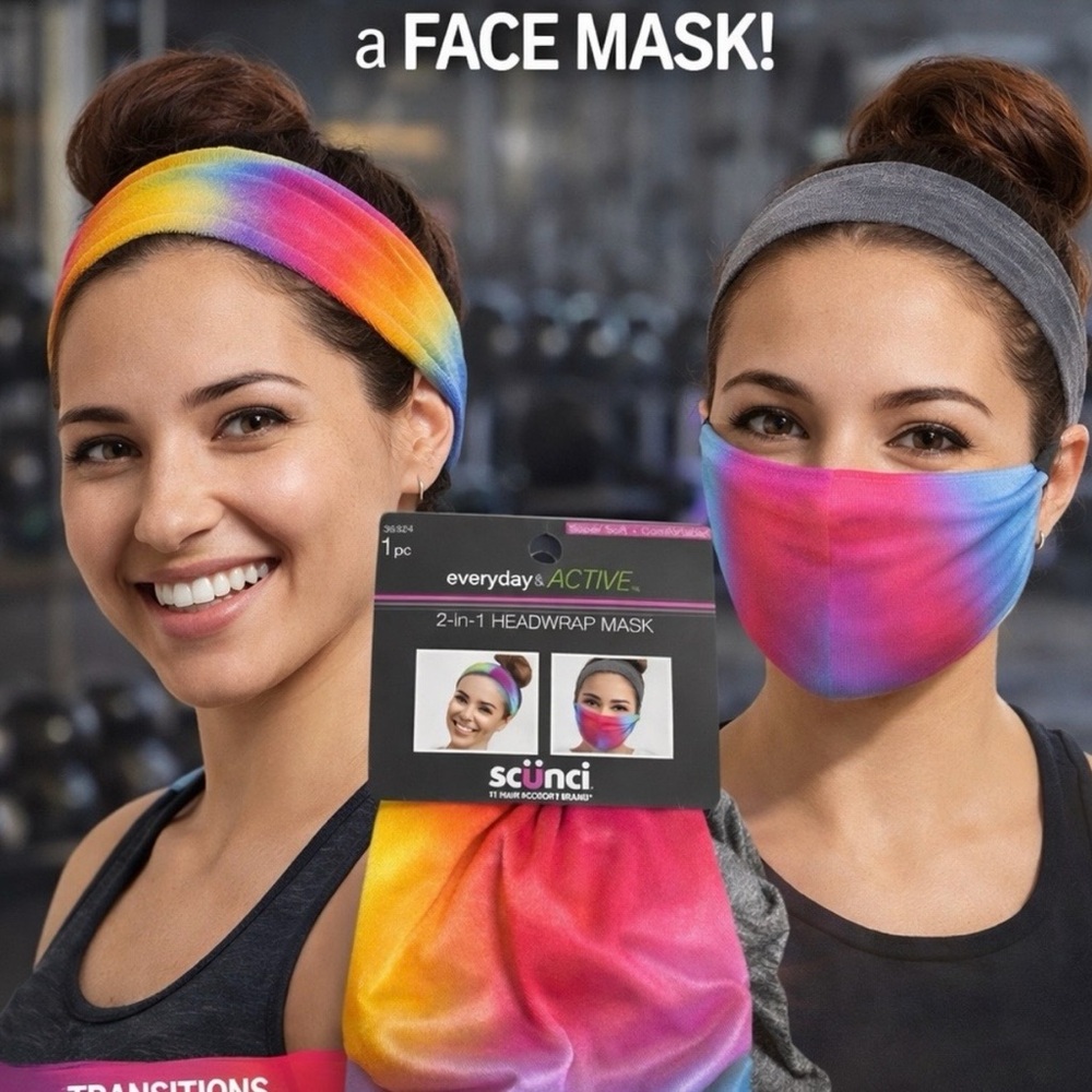 Scunci Rainbow Tie-Dye Headband – Soft Stretch No-Damage Hairband